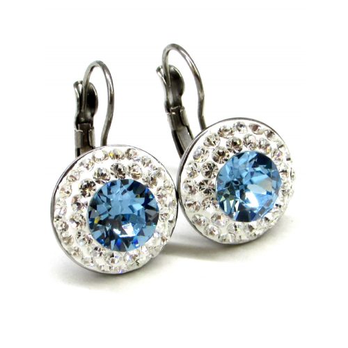 APHRODITÉ kapcsos fülbevaló (fehér - aquamarine 14-mm-es)