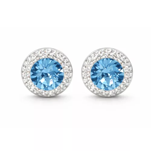 APHRODITE bedugós fülbevaló (fehér-aquamarine 12mm-es)