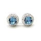APHRODITE bedugós fülbevaló (fehér-aquamarine 12mm-es)
