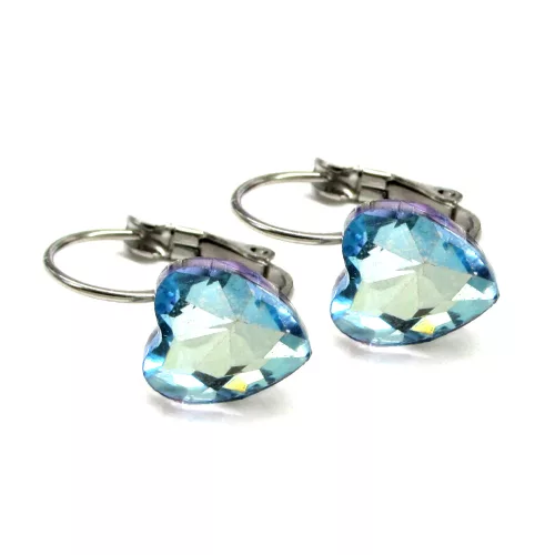 CSILLOGÓ SZÍV kapcsos fülbevaló (halvány aquamarine)