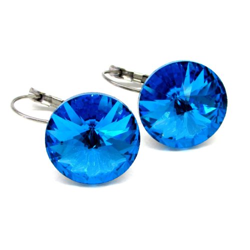 DIANA 18 mm-es fülbevaló (dark aquamarine)