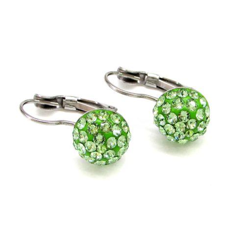 HÉRA kapcsos fülbevaló (peridot zöld 10 mm-es)