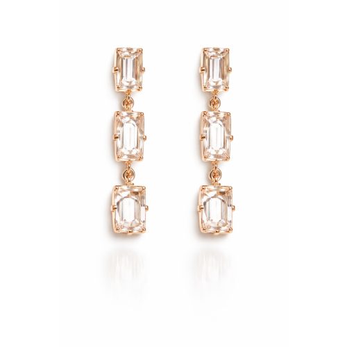 CAROLINA ezüst fülbevaló - 32 mm (rozé/crystal)