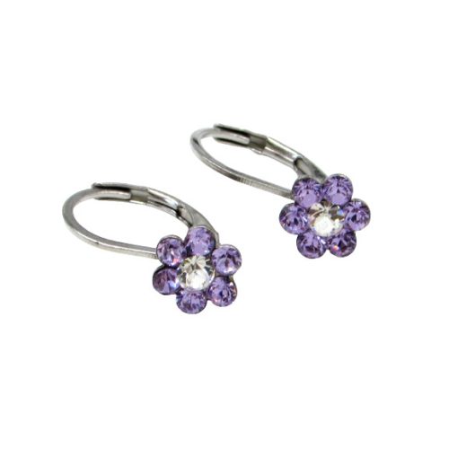 PICI VIRÁG fülbevaló - violet/crystal (2 éves kortól) 