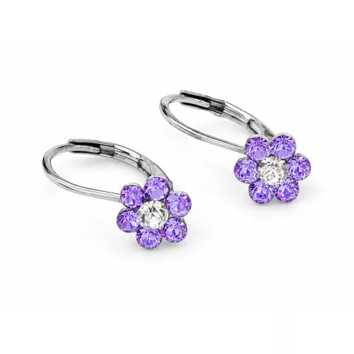 PICI VIRÁG fülbevaló - violet/crystal (2 éves kortól) 