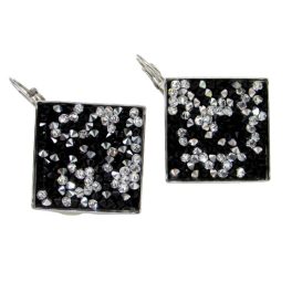   ÓRIÁS ROCKOS KOCKA kapcsos fülbevaló - 20 mm (fekete/ezüst)