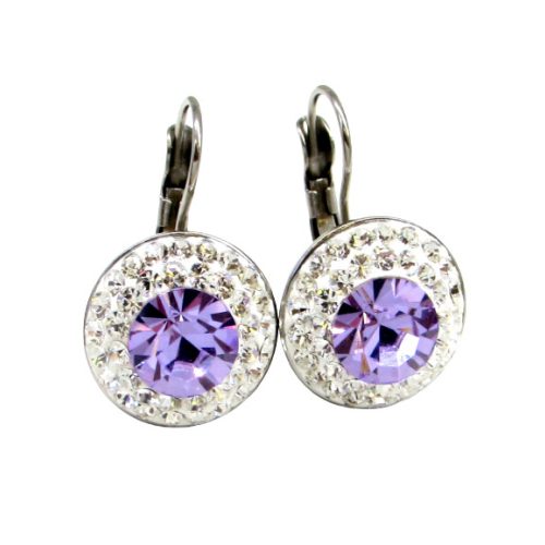 APHRODITÉ kapcsos fülbevaló (fehér-violet 14 mm-es)