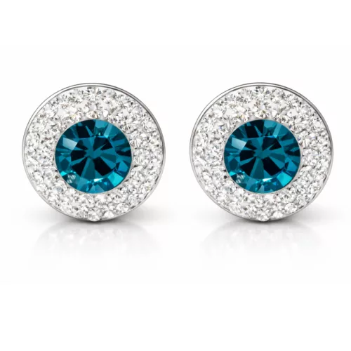 APHRODITÉ bedugós fülbevaló - 14 mm (blue zircon zöld-crystal)