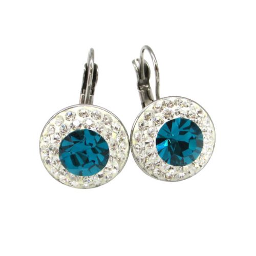 APHRODITÉ kapcsos fülbevaló (fehér-blue zircon zöld 14 mm-es)