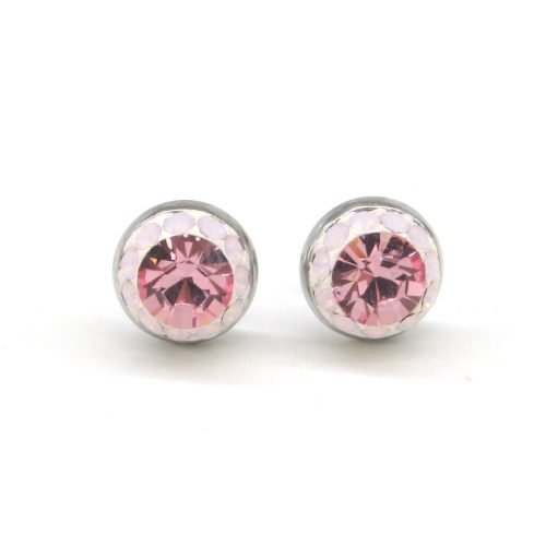 APHRODITÉ bedugós fülbevaló (rose water opal/light rose 8 mm-es)
