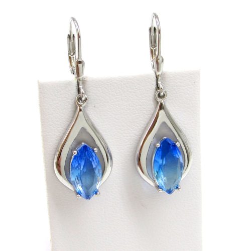 VICENZA ezüst fülbevaló  (38 mm) aquamarine