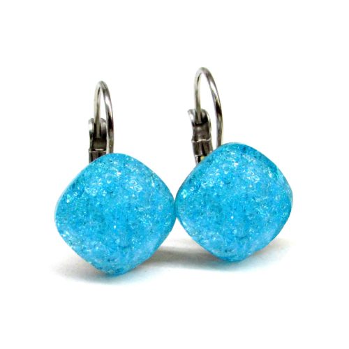 NAGY PÁRNA kapcsos fülbevaló (dark aquamarine ice)
