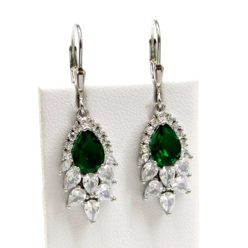 VIRAGO ezüst fülbevaló (emerald zöld)