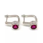 BUTTONOS ezüst fülbevaló - 15 mm (fuchsia)