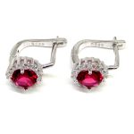 DÍSZES NAP ezüst fülbevaló - 13 mm (sötét rózsaszín)