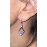 ROMBUSZ ezüst fülbevaló - 40 mm (halványlila)