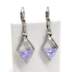 ROMBUSZ ezüst fülbevaló - 40 mm (halványlila)