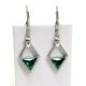 ROMBUSZ ezüst fülbevaló - emerald zöld (40 mm)