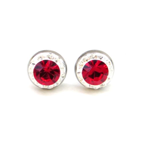 APHRODITÉ bedugós fülbevaló (crystal/light siam piros 8 mm-es)