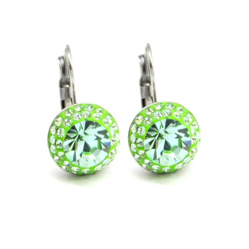 APHRODITÉ kapcsos fülbevaló (chrysolite halványzöld 12 mm-es)
