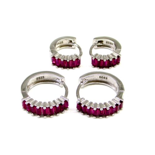 ANYA-LÁNYA ezüst fülbevaló szett - fuchsia (fél éves kortól 6 éves korig ajánlott)