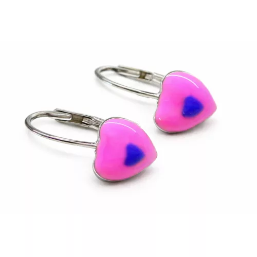 RÓZSASZÍN SZÍV ezüst fülbevaló (2 éves kortól 8 éves korig)