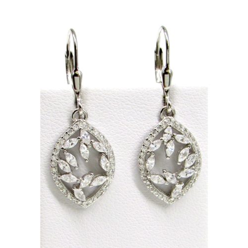 GRAZIA ezüst fülbevaló - crystal fehér (32 mm)
