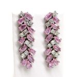 MONDELLO ezüst fülbevaló - 33 mm (fehér-rózsaszín)