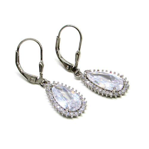  SIRACUSA ezüst fülbevaló - crystal fehér (30 mm)