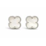 NAGY LÓHERE ezüst bedugós fülbevaló - 12 mm (gyöngyház díszítéssel)