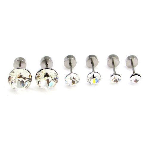 TRIUM SHINE fülbevaló szett – crystal fehér (bepattintós) 8 mm, 5 mm, 4 mm