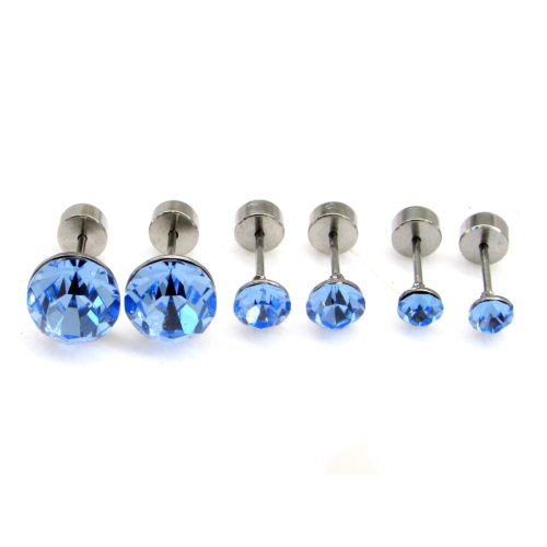 TRIUM SHINE fülbevaló szett – light sapphire (bepattintós) 8 mm, 5 mm, 4 mm