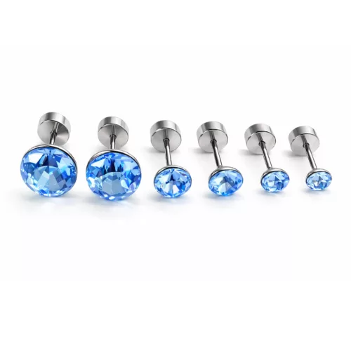TRIUM SHINE fülbevaló szett – light sapphire (bepattintós) 8 mm, 5 mm, 4 mm