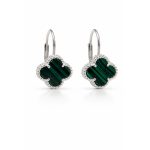 LÓHERE kapcsos ezüst fülbevaló - 15 mm (zöld-ezüst)