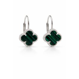 LÓHERE kapcsos ezüst fülbevaló - 15 mm (zöld-ezüst)