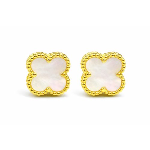 NAGY LÓHERE ezüst bedugós fülbevaló - 12 mm (gyöngyház díszítéssel aranyozott)