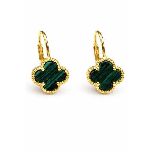 LÓHERE kapcsos ezüst fülbevaló - 15 mm (zöld-arany)