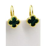 LÓHERE kapcsos ezüst fülbevaló - 15 mm (zöld-arany)
