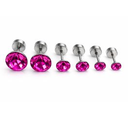   TRIUM SHINE fülbevaló szett – fuchsia (bepattintós) 8 mm, 5 mm, 4 mm