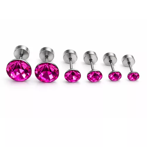 TRIUM SHINE fülbevaló szett – fuchsia (bepattintós) 8 mm, 5 mm, 4 mm