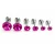 TRIUM SHINE fülbevaló szett – fuchsia (bepattintós) 8 mm, 5 mm, 4 mm