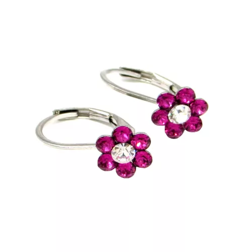 PICI VIRÁG fülbevaló - fuchsia/crystal (2 éves kortól)