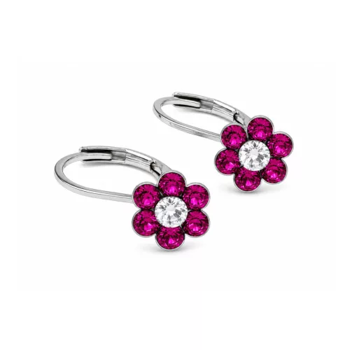 PICI VIRÁG fülbevaló - fuchsia/crystal (2 éves kortól)