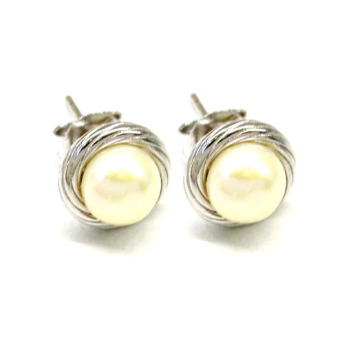 Pearl Romance – gyöngyös ezüst fülbevaló (10 mm)