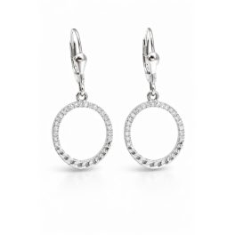 KRISTÁLYOS OVÁL ezüst fülbevaló - 32 mm