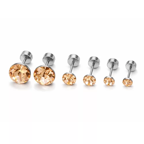 TRIUM SHINE fülbevaló szett – light peach (bepattintós) 8 mm, 5 mm, 4 mm
