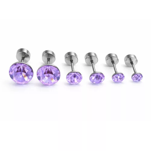 TRIUM SHINE fülbevaló szett – violet (bepattintós) 8 mm, 5 mm, 4 mm