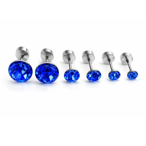 TRIUM SHINE fülbevaló szett – sapphire (bepattintós) 8 mm, 5 mm, 4 mm