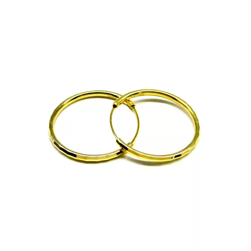 BORDÁZOTT KARIKA ezüst fülbevaló - 30 mm (arany változat)