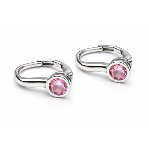 KIS BUTTONOS ezüst fülbevaló - 15 mm - rózsaszín (2 éves kortól 10 éves korig)